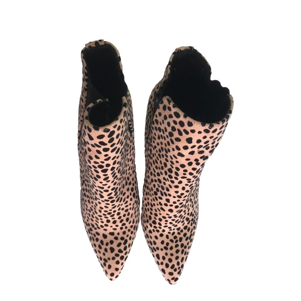 Women's Shoes Qupid MILKWAY-07A Pointy Toe Ankle Booties‎ TAN BLACK LEOPARD